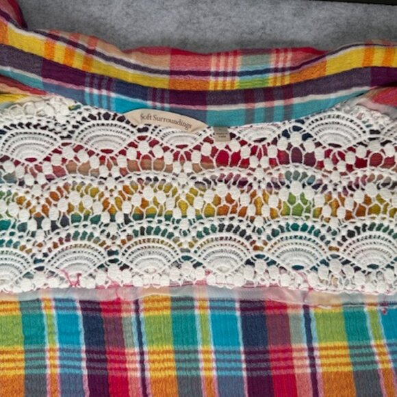 Soft Surroundings Multicolor Plaid Button Down Shirt - Picture 9 of 11